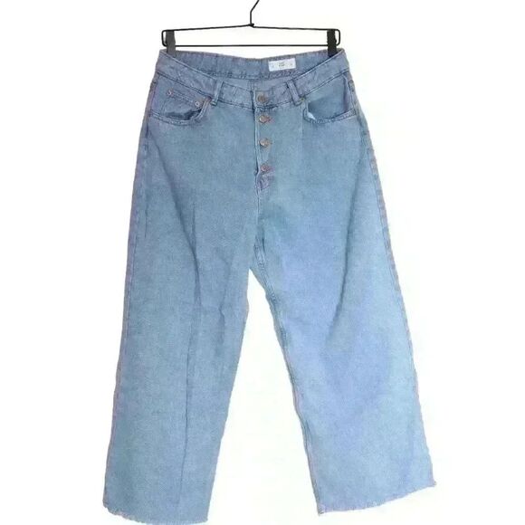 Lefties Brand Womens Denim Culottes in Light Indigo High Rise Wide Leg Size 32 - Picture 2 of 7